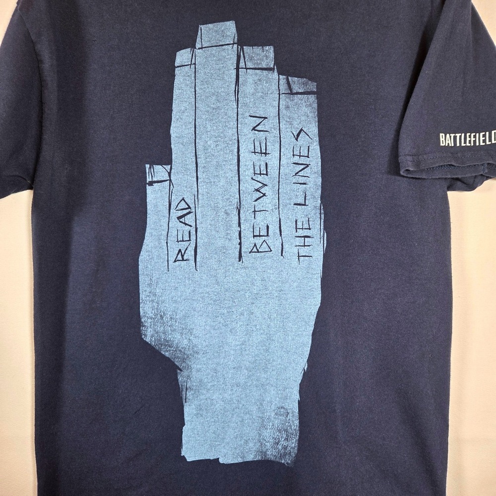 Rare Battlefield 4 Read Between The Lines T Shirt Mens M DICE JINX Gaming